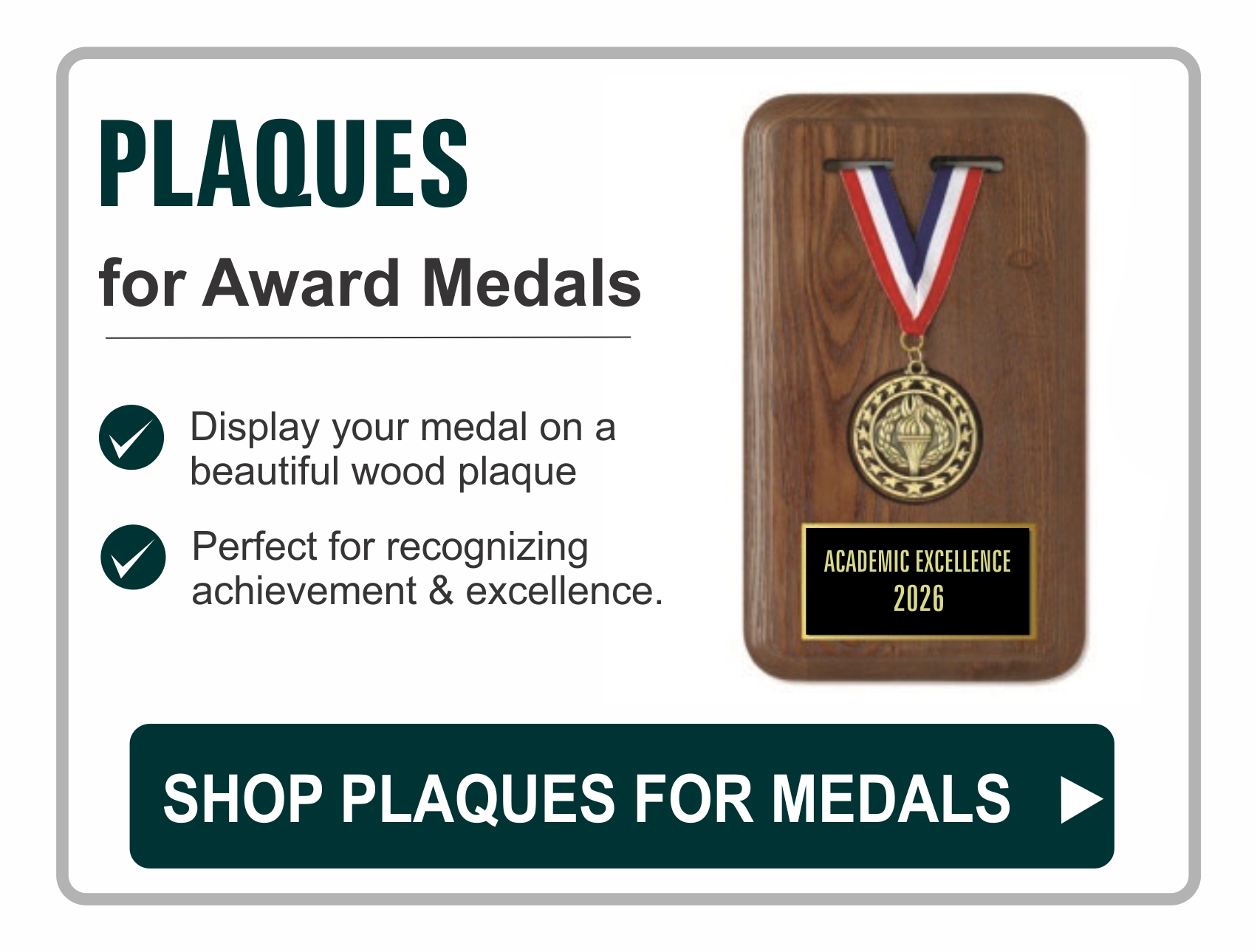 Plaques for displaying award medals